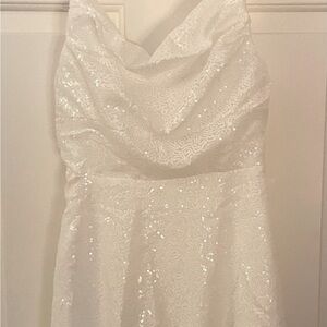 Size small (2) white sequin square neck dress. Never worn.